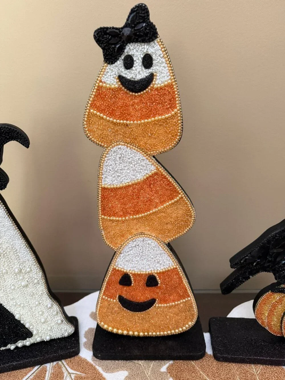 U CHOOSE Halloween table decor SEQUINED/GLITTERY Ghost, Crow, Candy Corn NWT